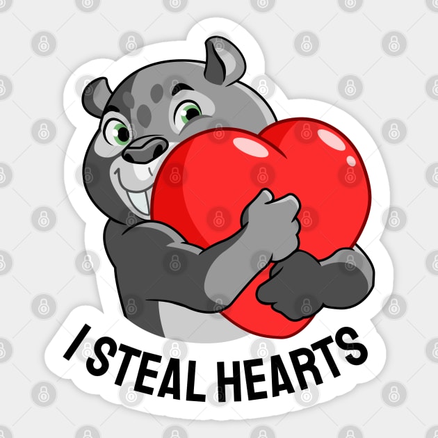 I steal hearts, friendly sabertooth tiger with qoute Sticker by Yurko_shop